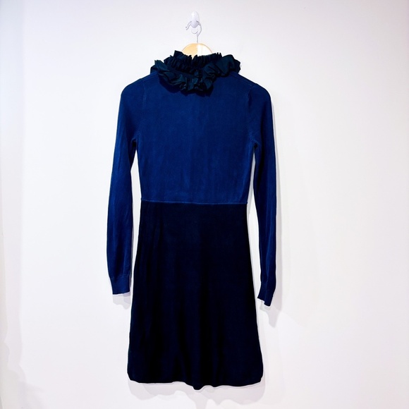 BCBGMAXAZRIA Navy Black Silk Ruffle Long Sleeve Dress | Small * - Picture 8 of 8